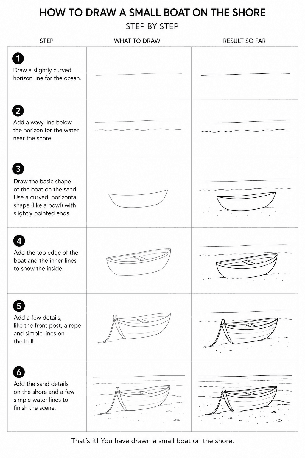 Boat on a Shore drawing tutorial