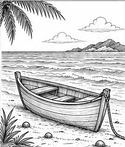 Step 12: finish the boat-on-shore drawing when drawing a boat on a shore