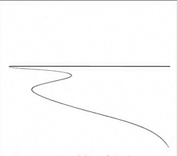 Step 2: sketch the curving shoreline when drawing a boat on a shore