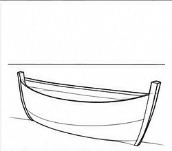 Step 4: define the bow, stern and hull sides when drawing a boat on a shore