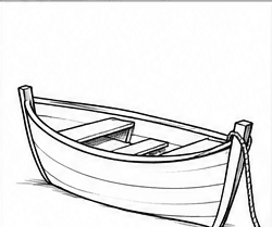 Step 6: refine the boat and attach the rope when drawing a boat on a shore