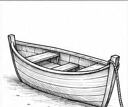 Step 7: shade the wood and cast shadow when drawing a boat on a shore