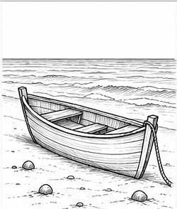 Step 9: texture the sandy foreground when drawing a boat on a shore