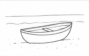 Step 4: draw the inside of the boat when drawing a boat on a shore