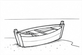 Step 3: build the seats and end posts when drawing a boat on a shore