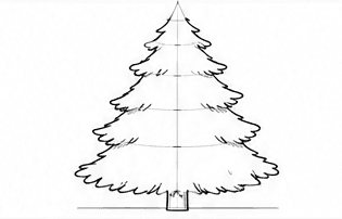 Step 2: shape overlapping evergreen boughs when drawing a christmas tree