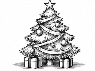Step 6: refine contours and ground shadows when drawing a christmas tree