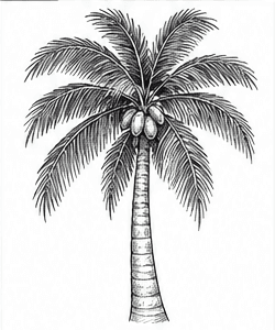 Step 10: shade the trunk, leaves and coconuts when drawing a coconut tree