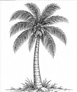 Step 11: add sand and ground plants when drawing a coconut tree