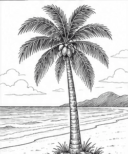 Step 12: finish with an ocean background when drawing a coconut tree