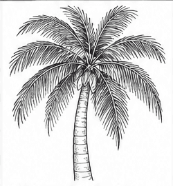 Step 7: complete the coconut tree crown when drawing a coconut tree