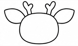 Step 2: add two big ears and small antlers when drawing a cute reindeer
