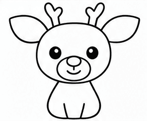 Step 4: add a small seated body when drawing a cute reindeer