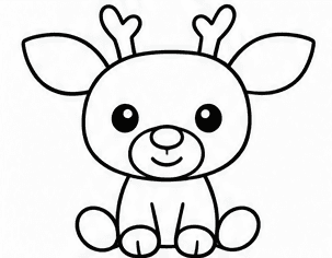 Step 5: draw short legs and rounded hooves when drawing a cute reindeer