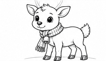 Step 4: define the legs, hooves and scarf when drawing a cute reindeer