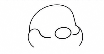 Step 1: draw the cheeks and oval nose when drawing a cute santa
