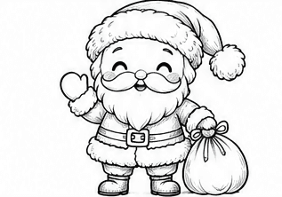 Step 5: add fluffy trim and the gift sack when drawing a cute santa