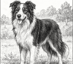 Step 12: finish the border collie drawing when drawing a border collie