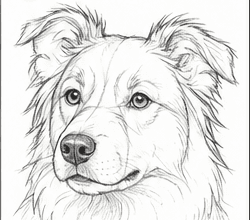 Step 4: draw the detailed face when drawing a border collie