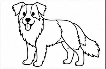 Step 6: finish the collie's coat markings when drawing a border collie