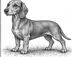 Step 11: draw the ground and cast shadow when drawing a dachshund