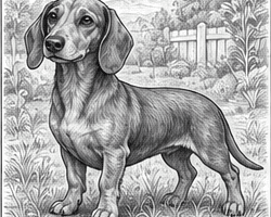 Step 12: finish the dachshund drawing when drawing a dachshund