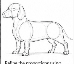 Step 2: refine the dachshund's proportions when drawing a dachshund