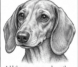 Step 4: draw the detailed face when drawing a dachshund