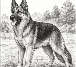 Step 12: finish the german shepherd drawing when drawing a german shepherd