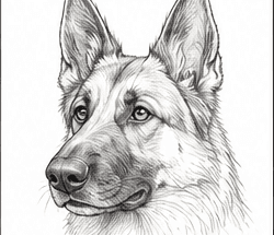 Step 4: draw the detailed face when drawing a german shepherd