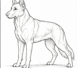Step 6: refine the anatomy and silhouette when drawing a german shepherd