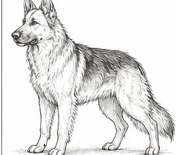 Step 7: add the main fur outlines when drawing a german shepherd