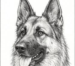 Step 8: refine the facial details when drawing a german shepherd