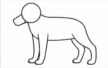 Step 3: draw the german shepherd's legs when drawing a german shepherd
