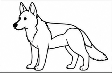 Step 6: finish the shepherd's fur markings when drawing a german shepherd