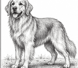 Step 11: draw the ground and cast shadow when drawing a golden retriever
