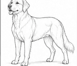 Step 6: refine the anatomy and silhouette when drawing a golden retriever