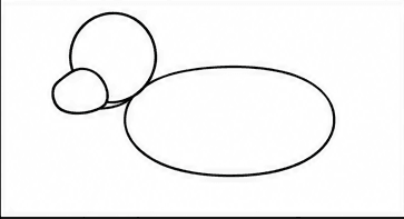 Step 2: add the muzzle and oval body when drawing a golden retriever