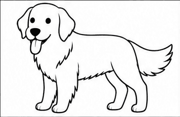 Step 6: finish with long fur details when drawing a golden retriever