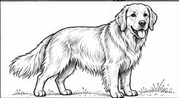 Step 8: shade the face, coat and underside when drawing a golden retriever