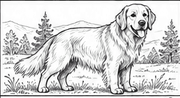 Step 9: place the dog in a grassy scene when drawing a golden retriever