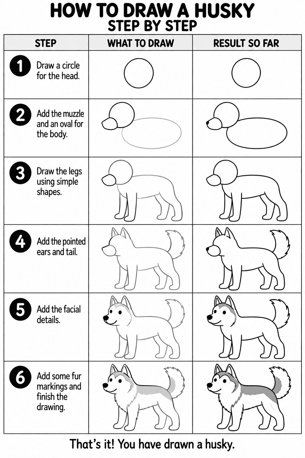 Husky drawing tutorial