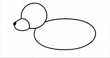 Step 2: add the muzzle and oval body when drawing a husky