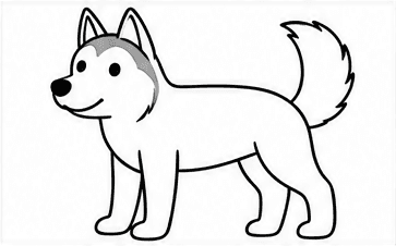 Step 5: draw the face and husky mask when drawing a husky