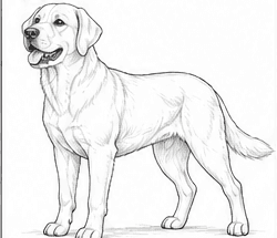 Step 6: refine the anatomy and silhouette when drawing a labrador retriever