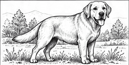 Step 10: finish the labrador retriever drawing when drawing a labrador retriever