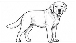 Step 5: define the legs and paws when drawing a labrador retriever