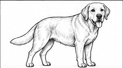 Step 7: create the labrador's short coat when drawing a labrador retriever