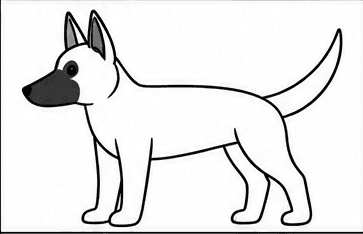Step 5: draw the dark face markings when drawing a malinois