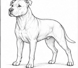 Step 6: refine the anatomy and silhouette when drawing a pitbull
